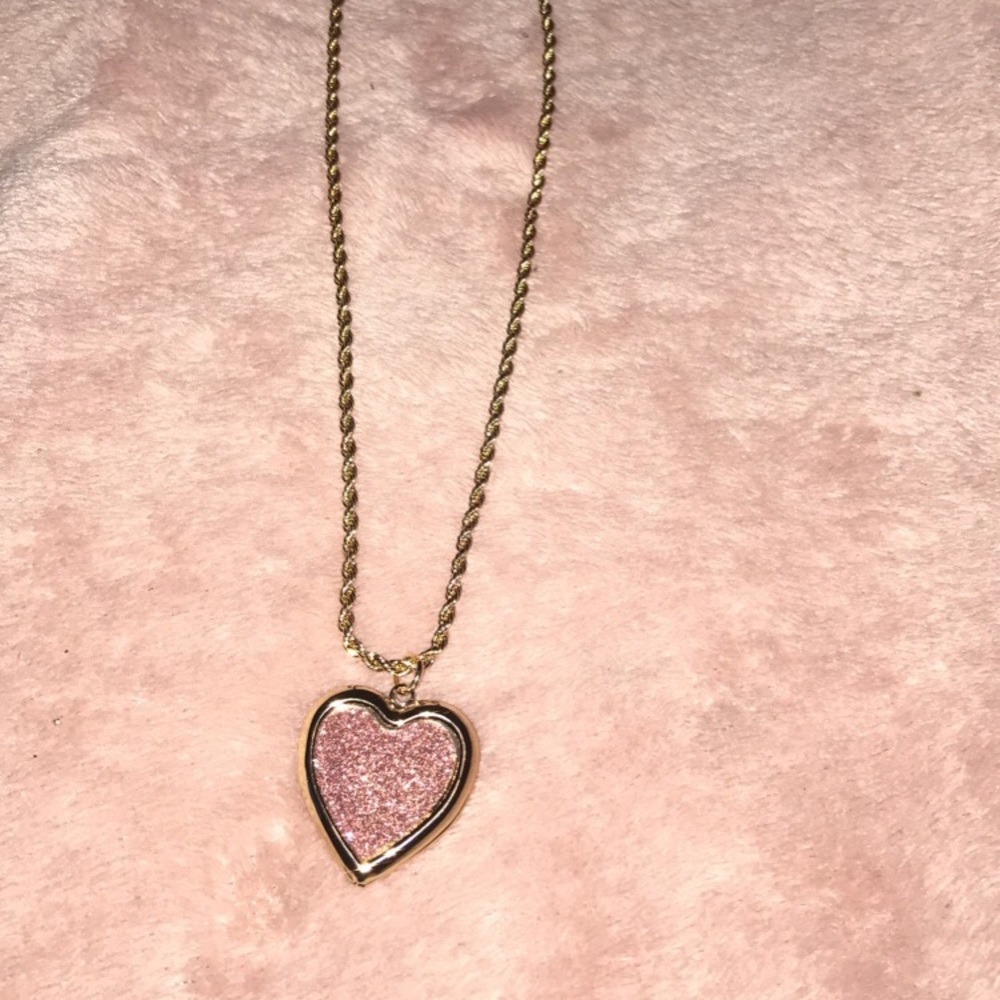Pink locket necklace